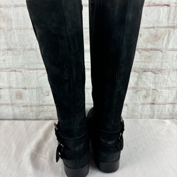 Clarks Women's 8 M Black Suede Plaza Steer Buckle Tall Riding Zip Boots - Picture 10 of 14